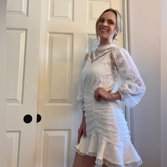 Two Sisters Label White Bridal Shower Dress Lace - Picture 2 of 16